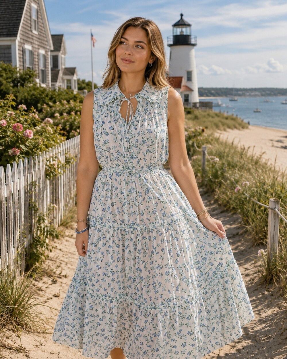Hunter Bell Westin Blue White Floral Sundress Retired Print S Cottage Core